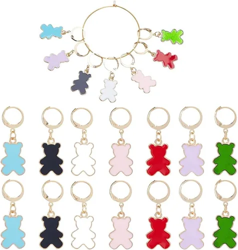 Miniatura 28 de SUNNYCLUE 1 Caja 30Pcs Marcadores de Puntada para Tejer y Ganchillo, Adornos de Flor de Margarita, Perlas de Perla, Tirador de Cremallera, Clip 30