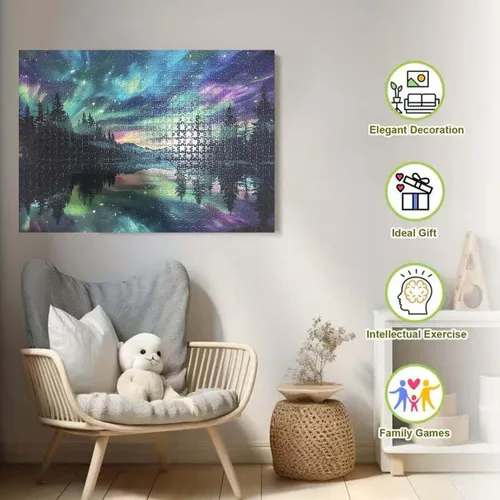Miniatura 4 de Aurora - Rompecabezas para adultos de 1000 piezas, cielo estrellado de 1000 piezas para adultos, rompecabezas difíciles, difíciles y desafiantes