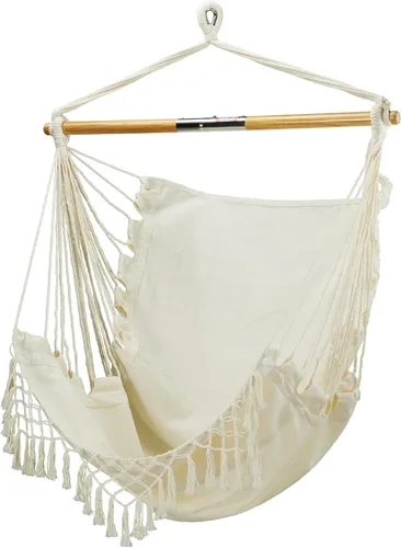 Bliss Hammocks BHC-412FR - Silla hamaca con flecos de cuerda de isla de 40 pulgadas con herrrajes para colgar y barra separadora, para usar al aire