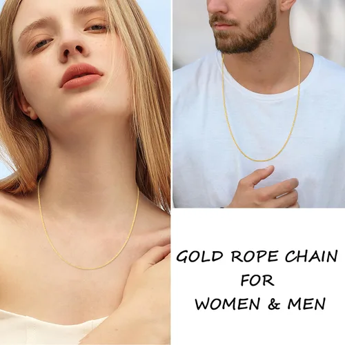 Miniatura 5 de Jewlpire Collar de cadena de plata de ley 925 maciza de 18 quilates para mujeres y niñas, cadena de cuerda de 0.069 pulgadas, cadena italiana
