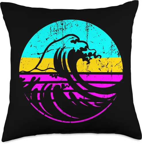 Miniatura 4 de Almohada vintage de playa, surf, retro, envejecida, gran onda