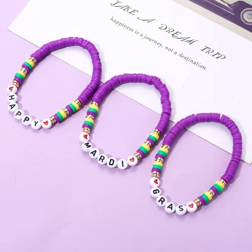 Miniatura 28 de Surfer Heishi - Pulseras apilables para mujer, apilables, de vinilo arcoíris, disco de arcilla, pulseras elásticas para la amistad, joyería bohemia