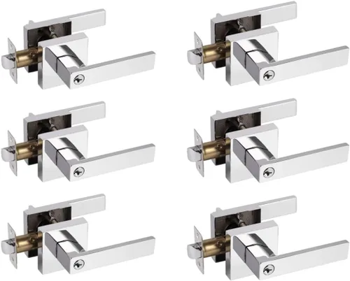 Miniatura 102 de Probrico Paquete de 4 manijas de puerta simuladas en negro mate, manijas interiores que no giran, manijas reversibles resistentes para interiores