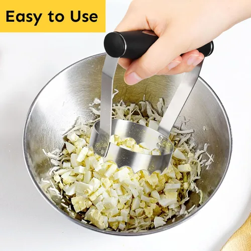 Miniatura 2 de HULISEN Picador de Alimentos Dentado para Cubiertos, Picador Manual de Mano de Acero Inoxidable de 3 Pulgadas con Mango de Agarre y Borde de Diente