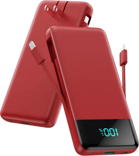 Miniatura 12 de Cargador portátil para iPhone con cables integrados y enchufe de pared, cargador de batería USB C de carga rápida de 13800 mAh, 4 salidas esenciales
