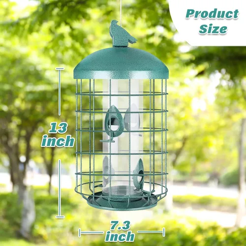 Miniatura 5 de Yinns Comedero para pájaros enjaulados para exteriores, comedero de metal grande a prueba de ardillas, 3 libras, comedero para pájaros silvestres