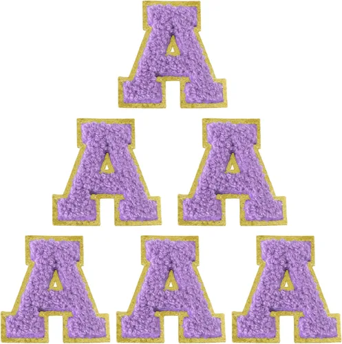 Miniatura 35 de 6 piezas de parches de letras de chenilla autoadhesivas, parches de letras preppy de 2 pulgadas para bolsos, ropa y sombreros, grandes pegatinas