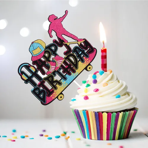 Miniatura 6 de Decoración para pastel de cumpleaños para niña, diseño retro de los años 80, 1 unidad, 5.9 x 4.8 pulgadas