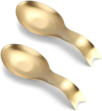 2 soportes dorados para cucharas de acero inoxidable para encimera de estufa Oro