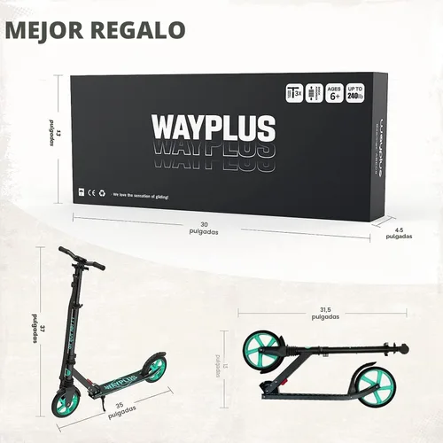 Miniatura 7 de WAYPLUS KS1 Kick Scooter para mayores de 6 años, niños, adolescentes y adultos. Carga máxima de 240 libras. Plegable, ligero, ruedas grandes de 8