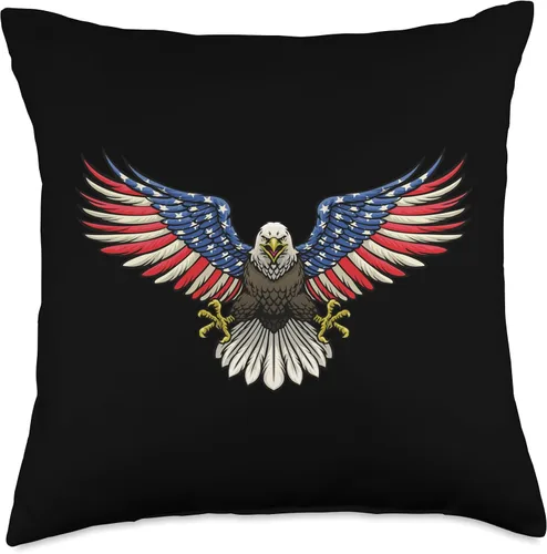 Miniatura 4 de Adler Vogel Eagle American Flag Vulture Falcon Throw Pillow, 16x16, Multicolor