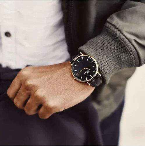 Miniatura 2 de Daniel Wellington Reloj de lectura clásico, correa de cuero negro italiano