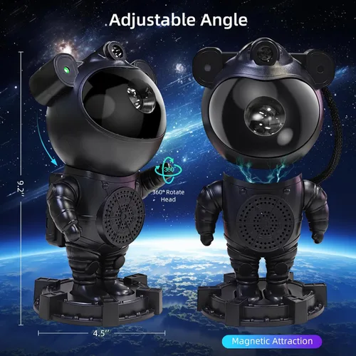 Miniatura 2 de Proyector de estrellas y astronautas de galaxia, altavoz Bluetooth, ruido blanco, luz nocturna de nebulosa lunar para dormitorio, ajustable en 360°