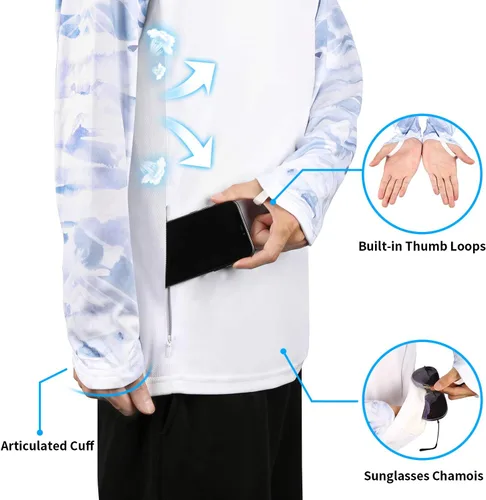 Miniatura 57 de Palmyth - Camiseta de pesca para hombre, con manga larga, protección solar ultravioleta FPU 50+, con bolsillo
