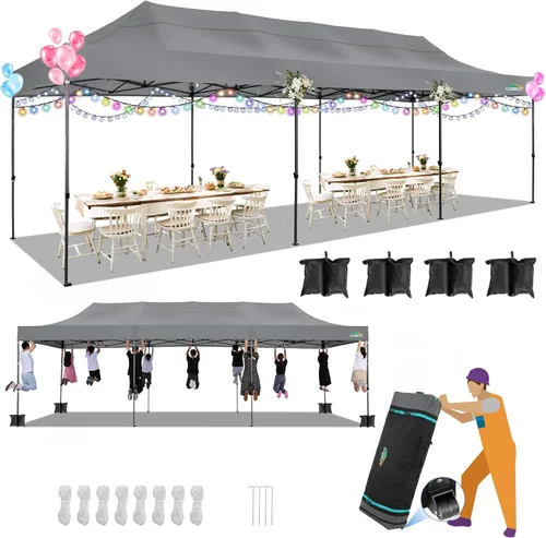 Miniatura 44 de COBIZI Toldo de 10 x 20 pies con paredes laterales, carpa de fiesta resistente para fiestas, bodas, tienda de campaña portátil plegable fácil