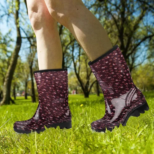 Miniatura 66 de DKSUKO Waterproof Womens Rain Boots insulated,Lightweight Rubber fashion Boots in Gardening,Warm and Comfortable Wide Calf Rain Boots with Glossy in