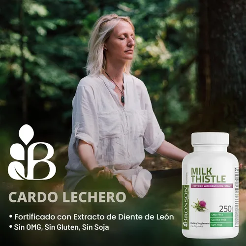 Miniatura 3 de Bronson Cápsulas de cardo lechoso con Silymarin marianum y extracto de diente de león, suplemento para la salud del hígado, antioxidante