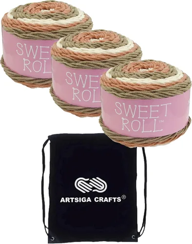 Miniatura 9 de Premier Yarns Sweet Roll Black Pepper Swirl 1047-10 (3 madejas, el mismo lote de tinte) hilo acrílico mediano #4 para ganchillo y tejer con bolsa