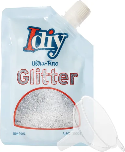 Miniatura 25 de iDIY - Brillantina ultra fina azul aguamarina (3.5 onzas), purpurina extrafina con bolsa de boquilla fácil de verter y embudo para resina, slime