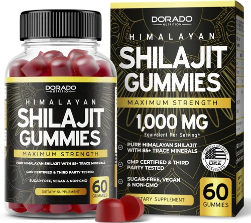 Shilajit - Gomitas para hombres y mujeres (grado oro de alta potencia con más de 85 oligoelementos con ácido fúlvico) – Apoyo de energía e inmunidad