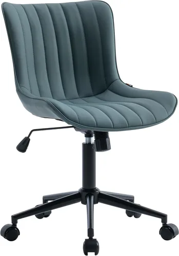 Miniatura 19 de YOUNIKE Silla ergonómica de escritorio para oficina en casa con ruedas, cómoda silla cruzada sin brazos con respaldo ajustable, moderna silla Marrón