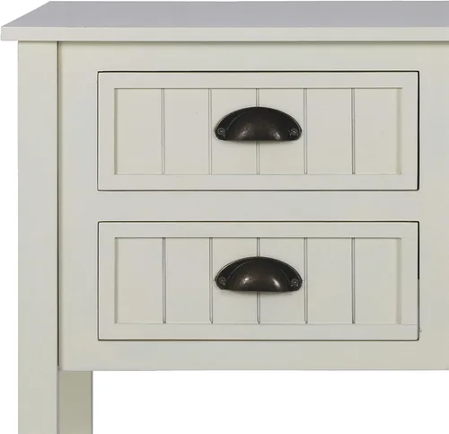 Miniatura 6 de Bailey Bead Board Mesa consola de madera con cuatro cajones con estante, acabado blanco antiguo