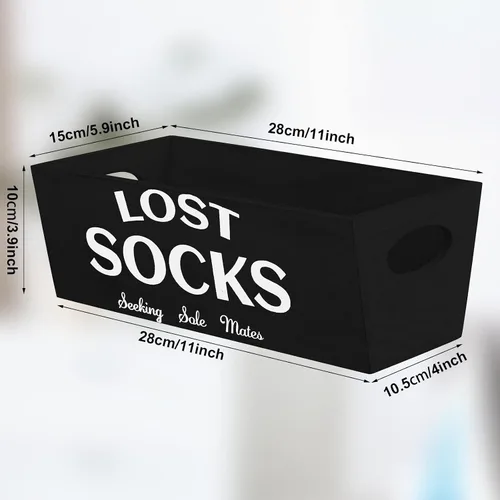 Miniatura 7 de Blulu Cartel de cesta de Lost Socks para decoración de cuarto de servicio y accesorios, organizador de almacenamiento de pared para almacenamiento