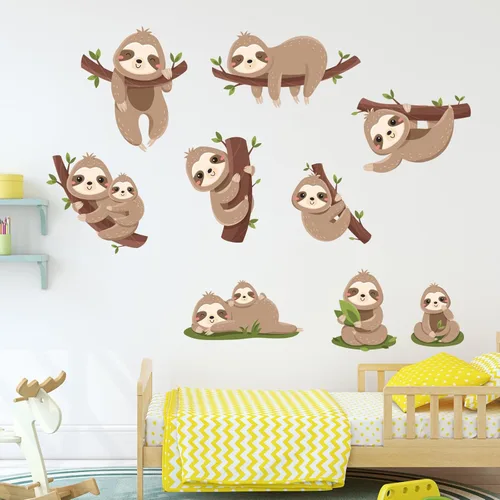 Miniatura 5 de iMagitek Calcomanías de pared de esquina de lectura de animales de safari, jirafa, conejo, koala, lectura, libros, calcomanías de pared