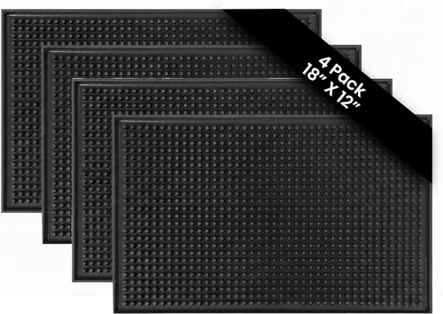 Miniatura 9 de Juego de 2 alfombrillas de goma para barra, de 18 x 12 pulgadas, color negro, duraderas, antideslizantes, no tóxicas para barras, restaurantes