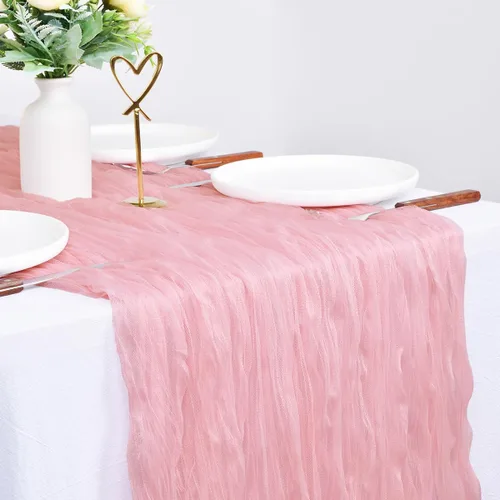 Miniatura 2 de Camino de mesa de estopilla para el día de San Valentín, 10 pies, estilo bohemio, gasa rústica, camino de mesa para baby shower, boda, fiesta