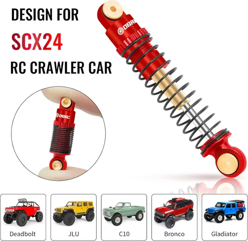 Miniatura 3 de OGRC Amortiguadores de Aluminio Delanteros y Traseros Amortiguador RC para Axial SCX24 C10 JLU Deadbolt Gladiator Bronco Piezas de Mejora (Rojo)