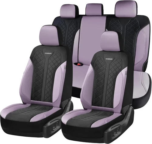 Miniatura 14 de Coverado Fundas de asiento delantero, fundas de asiento beige, 2 asientos, protectores de cuero para automóvil, paquete de 2, fundas de asiento