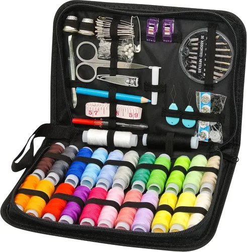 Miniatura 14 de Kit de costura para adultos con suministros y accesorios de costura, kit de costura a mano básico para pequeñas reparaciones, kit de costura