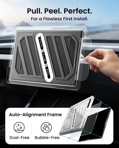 Miniatura 5 de REEVAA Protector de pantalla para Tesla Model Y Premium 2025, antirreflejos y sin huellas dactilares, vidrio templado aeroespacial 9H