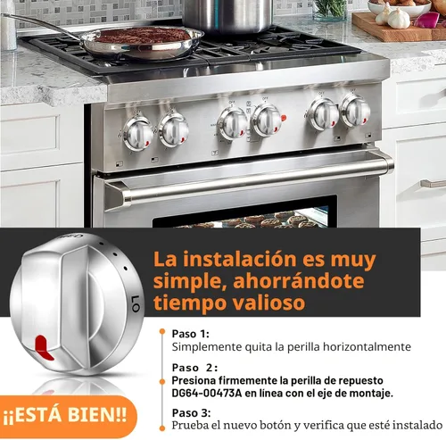 Miniatura 3 de DG64-00473A - Perilla de control de quemador, repuesto para horno, compatible con perilla de estufa de gas Samsung NX58H5600SS NX58F5700WS