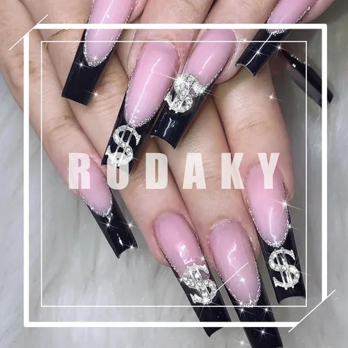 Miniatura 3 de RODAKY 10 dijes de uñas de dólares plateados 3D, dijes brillantes para uñas, joyas de uñas de lujo, diamantes de imitación para uñas acrílicas
