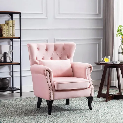 Miniatura 4 de LZAREAL Juego de 2 Sillones de Lectura Accent con Brazos para Sala de Estar, Dormitorio, Sillón de Esquina Cómodo Moderno de Mediados de Siglo, rosa