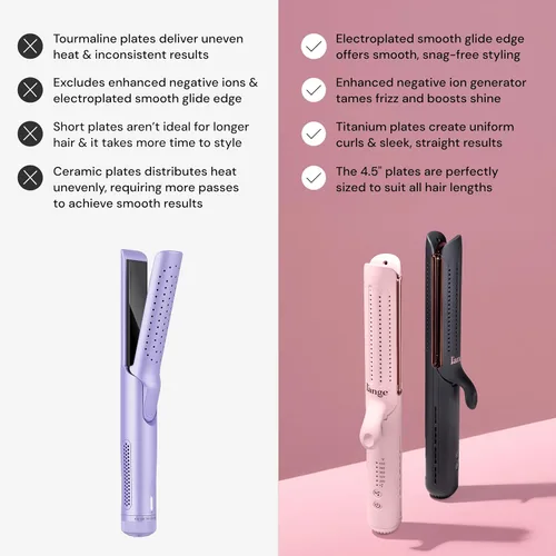 Miniatura 4 de L'ANGE HAIR Le Duo Edge 360° Airflow Titanium Styler Blush Plancha y rizador de cabello de titanio de 2 en 1 & plancha alisadora plana Placas