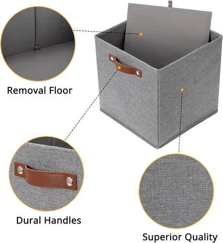 Miniatura 4 de DULLEMELO Cubos de almacenamiento de tela, cubos de 12 pulgadas para canasta de regalo vacía, juguetes, ropa de guardería, organizadores de armario