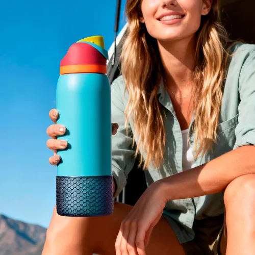 Miniatura 4 de Silicone Boot for Owala Water Bottle 24oz 32oz 40oz, Anti-Slip Protective Sleeve Bottom Bumper Protector for FreeSip, Twist, and Flip Stainless Rosa