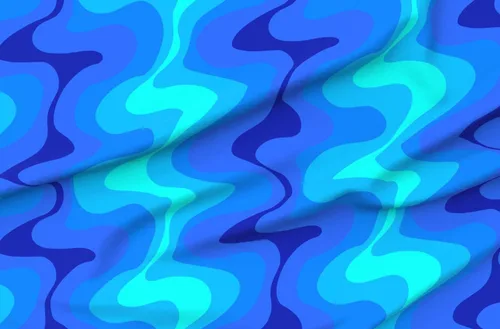 Miniatura 4 de Spoonflower Fabric - Psychedelic Waves Retro Oceanic Movement Shades of Blue Aquatic 70S Printed on Chiffon Fabric Fat Quarter - Sewing Fashion