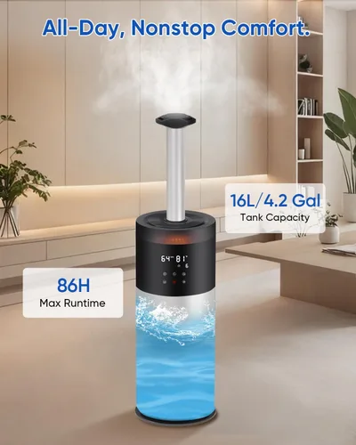 Miniatura 4 de Humidificadores para dormitorio, humidificador de 16 litros para habitación grande de 1500 pies cuadrados, humidificador ultrasónico de niebla fría