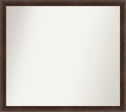 Miniatura 523 de Amanti Art Espejo de pared personalizado no biselado (24 x 27 pulgadas), marco estrecho de nogal chipre - varios tamaños personalizados - Espejo