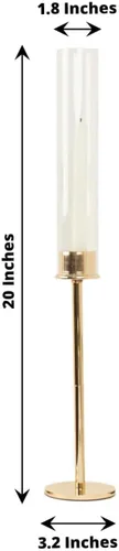 Miniatura 3 de Efavormart - Juego de 2 portavelas de cristal transparente de metal dorado de 16 pulgadas de alto, soportes para velas de huracán