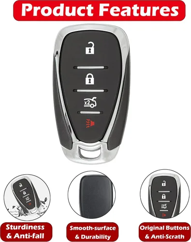 Miniatura 4 de Funda para llavero Chevrolet Camaro Cruze Malibu 2016-2021, Alliskeys Carcasa de llave inteligente de 4 botones de reemplazo para Chevy HYQ4AA/HYQ4EA