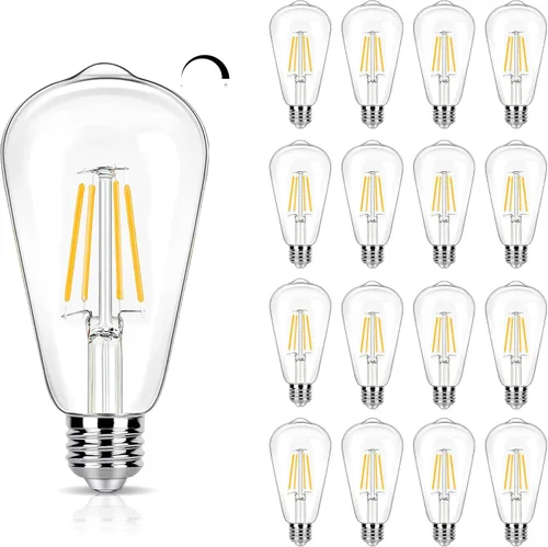Miniatura 9 de Paquete de 16 Bombillas LED Edison Equivalente a 40W, Bombilla de Filamento LED Regulable de 4W, Bombilla de Luz ST19 5000K Luz de Día, 450LM E26