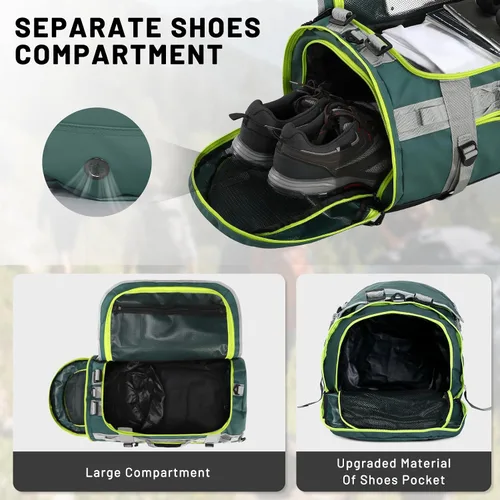Miniatura 52 de MIER Mochila deportiva grande con compartimento para zapatos, resistente y resistente al agua, azul marino, 45L