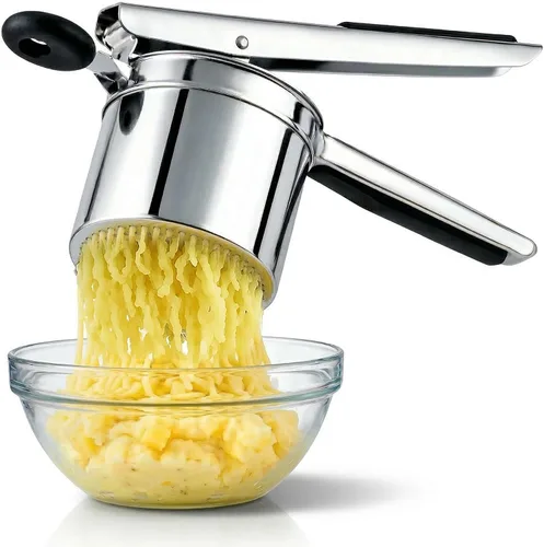 Triturador de papas grande de 15oz con disco fijo - Triturador y ricer de patatas de acero inoxidable resistente para puré de patatas | Exprimidor
