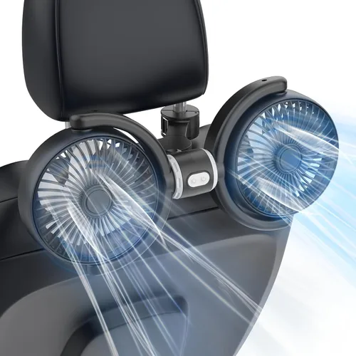 Ventilador de Coche Alimentado por USB para Bebé: Ventiladores de Refrigeración Dobles para Asiento Trasero de 3 Velocidades Controladas por