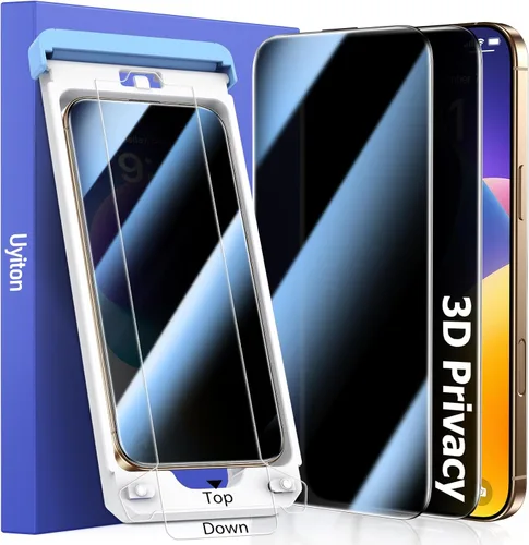 Miniatura 12 de Uyiton Protector de pantalla compatible con iPhone 17 Pro (antiluz azul), fácil de instalar, cobertura completa inastillable, compatible con fundas